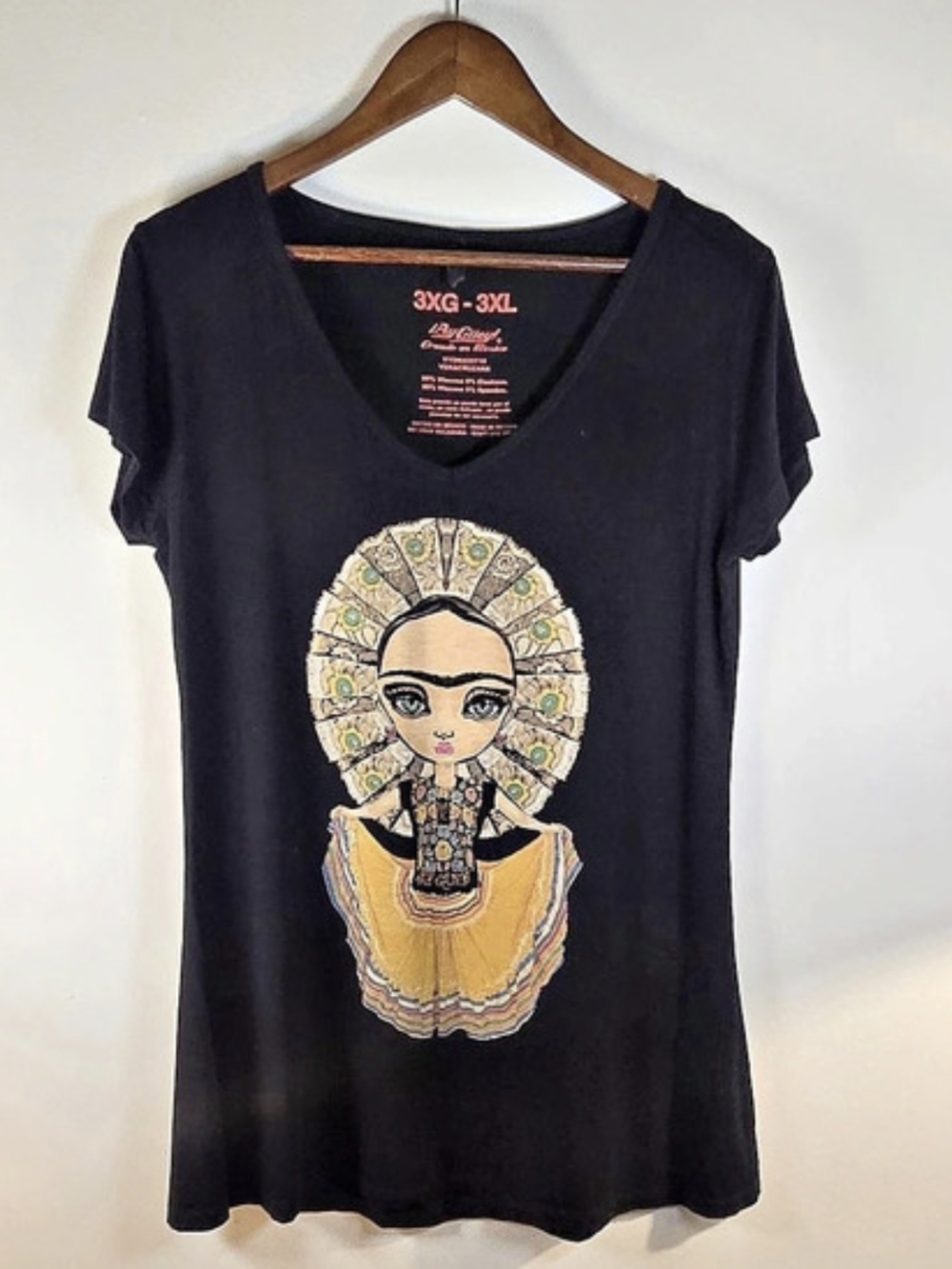 ¡Ay Güey! Creado en México "Veracruzana" Frida Style Graphic Tee Black 3XL